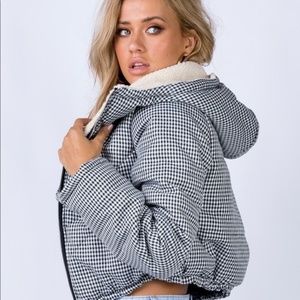 Princess Polly Keir Cropped Jacket Black/White Houndstooth